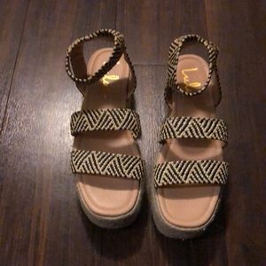 Lulu’s Black and Tan Espadrilles. Size 7.